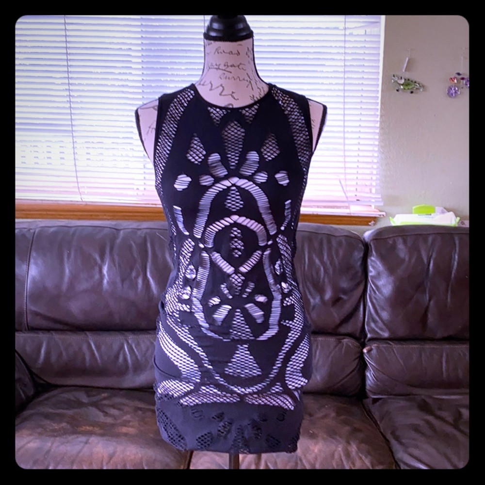 Black and white cutout minidress